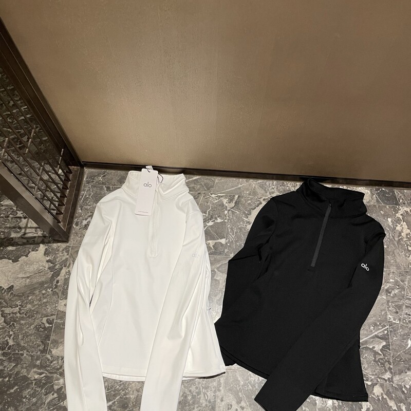Alo26 New Summer Sports Sweatshirt for Women, Slim-Fitting, Waist-Cinching, Stand-Up Collar, Half-Zip Yoga Jacket, Long-Sleeved Top