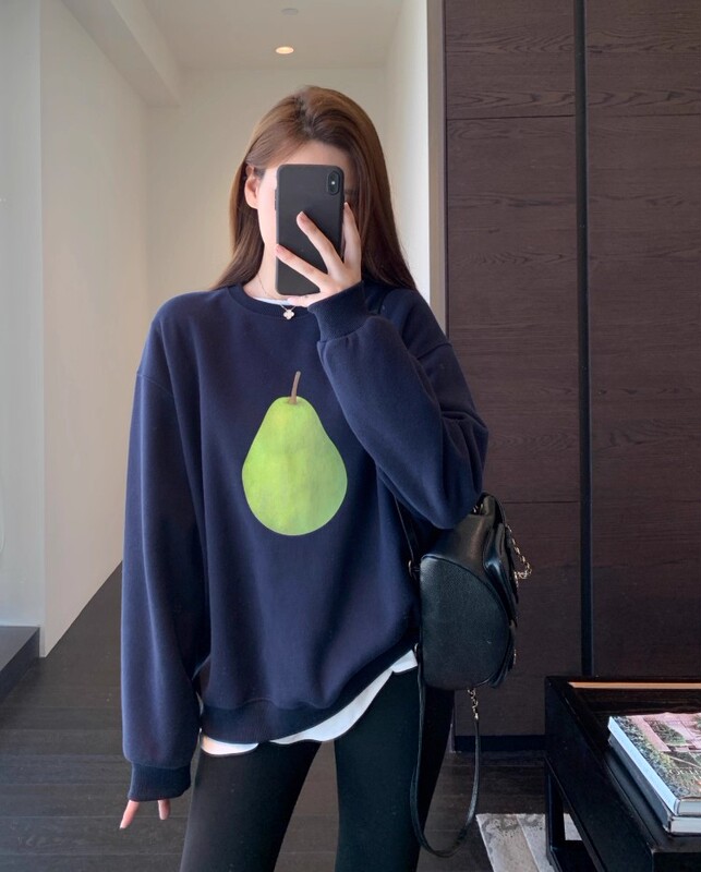 ED932慵懒时髦 oversize宽松显瘦减龄印花大卫衣女上衣秋冬新|undefined