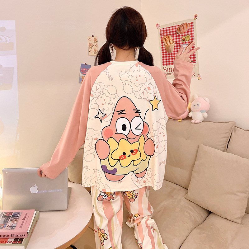 Women's Pajamas Spring and Autum Long-Sleeved Pants Loose Plus Size Cute Casual Summer Home Wear Set for Small People Women's Pajamas Spring and Autum Long-Sleeved Pants Loose Plus Size Cute Casual Summer Home Wear Set for Small People