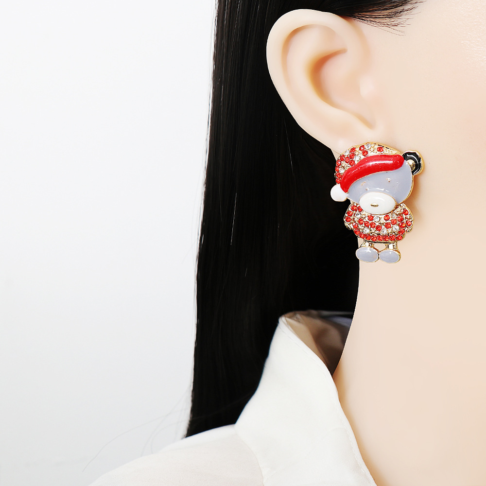 New Creative Christmas Red Granny Alloy Earrings display picture 2