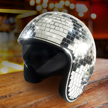 现货DiscoballHelmetwith头盔反光球镜面马赛克派对演出头饰闪亮