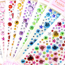 新款长款亚克力钻贴手机贴装饰贴汽车贴闪亮爱心圆形宝石贴纸