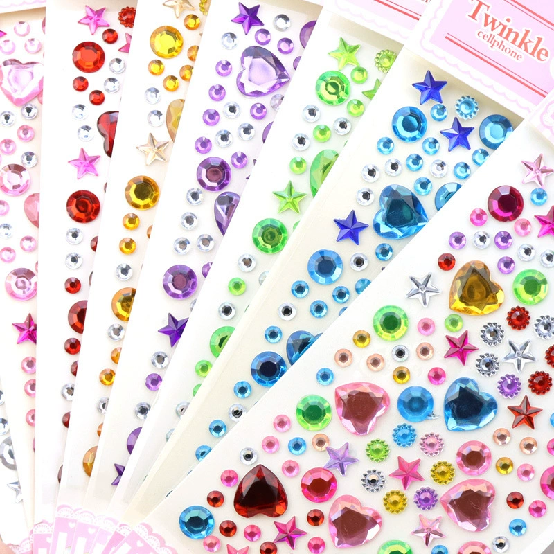 Новые Длинные акриловые алмазные наклейки на мобильный телефон декоративные наклейки автомобильные наклейки блестящая любовь круглые наклейки с драгоценными камнями