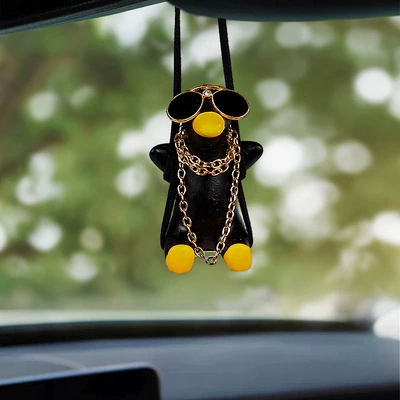 Ornaments Car Swing Duck White | Car hanging - black-thin