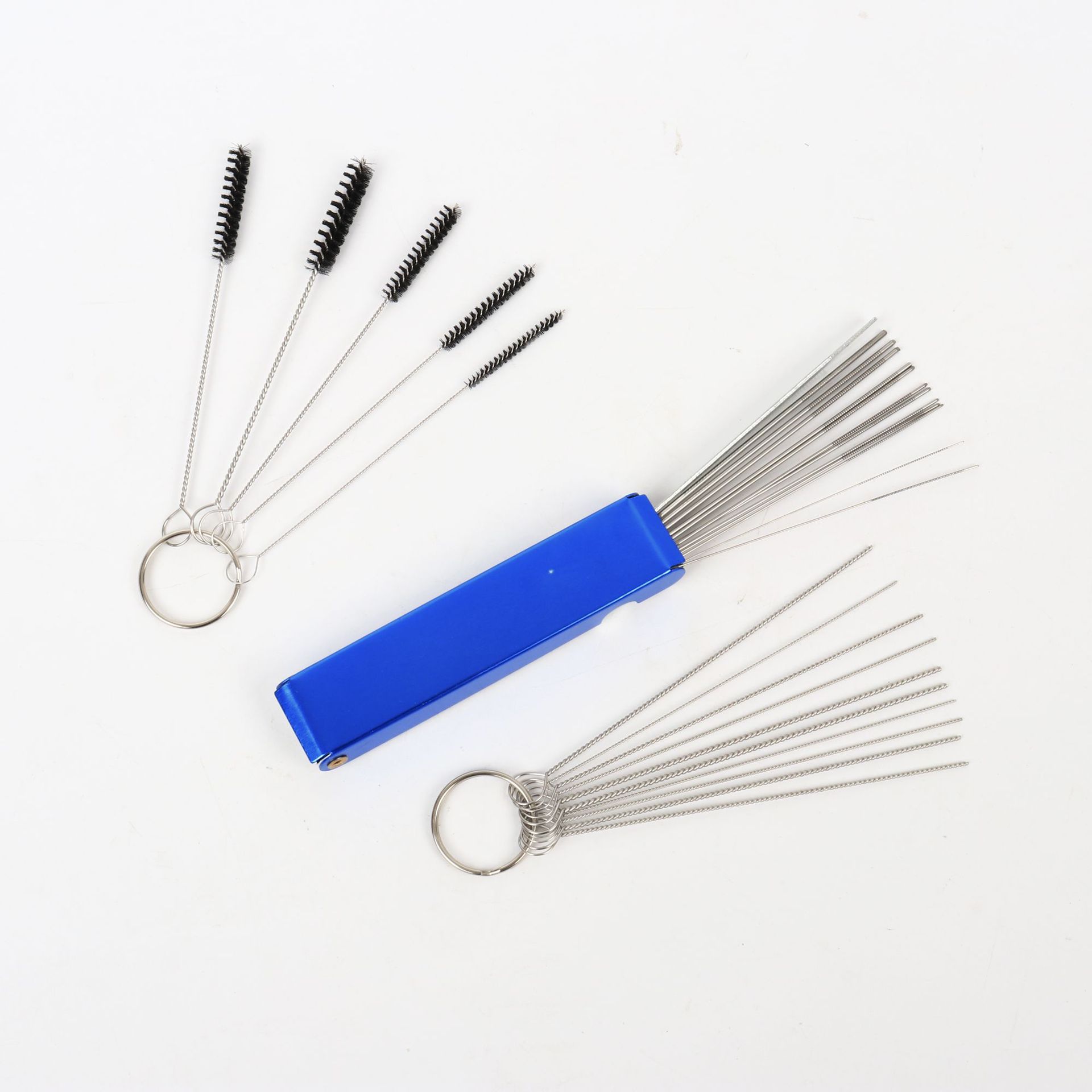 Cepillo de limpieza del carburador, pistola de pulverización, cepillo de limpieza de la pluma, raspador de caja de aluminio de aguja de acero inoxidable