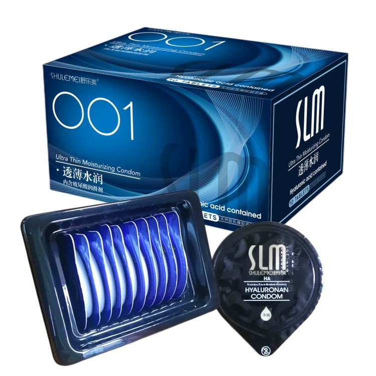舒乐美 Condom 001 particle condom 0.01 male wolf brace cat tongue cover zero sense water-soluble hyaluronic acid