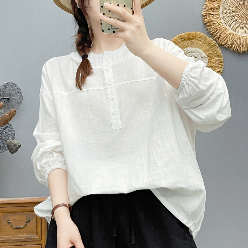 Hooded Pullover Double-Layer Cotton Gauze Shirt for Women, Long-Sleeved, Loose-Fitting, Slimming, Soft, Skin-Friendly, Breathable, Pure Cotton, Sun-Protective Hoodie Hooded Pullover Double-Layer Cotton Gauze Shirt for Women, Long-Sleeved, Loose-Fitting, Slimming, Soft, Skin-Friendly, Breathable, Pure Cotton, Sun-Protective Hoodie