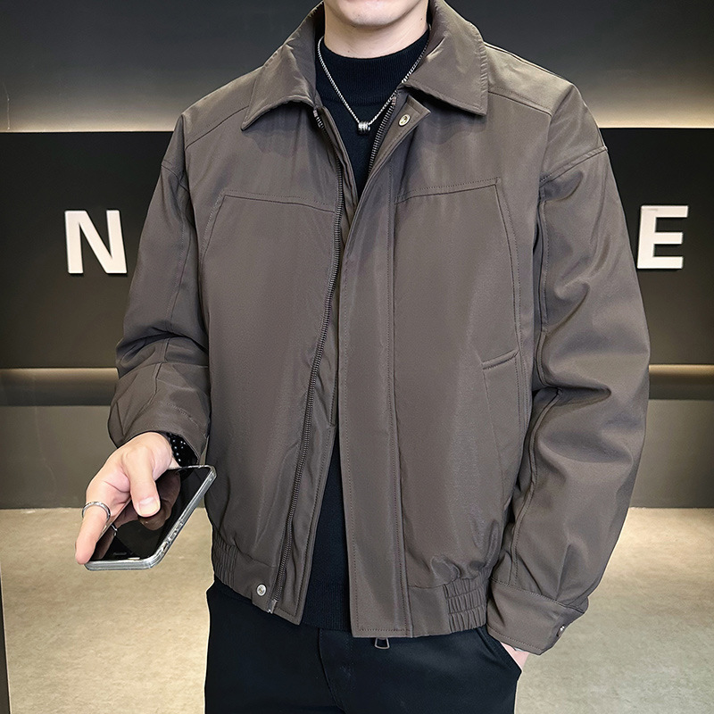 2025 New Winter Men's Lapel Jacket down Jacket Men's White Duck down Jacket Trendy Brand Short Loose Clothes