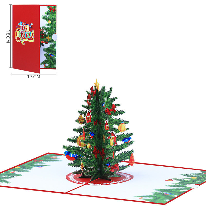 新しいアイデアクリスマス立体グリーティングカードクロスボーダーカラー印刷クリスマスツリー3dポップアップ祝日祝福クリスマスカード|undefined