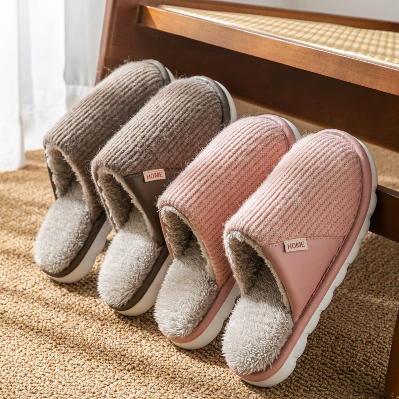 Cixi Зимние тапочки толстые плюшевые крытые хлопчатобумажные тапочки женские теплые домашние туфли мужские туфли на улице