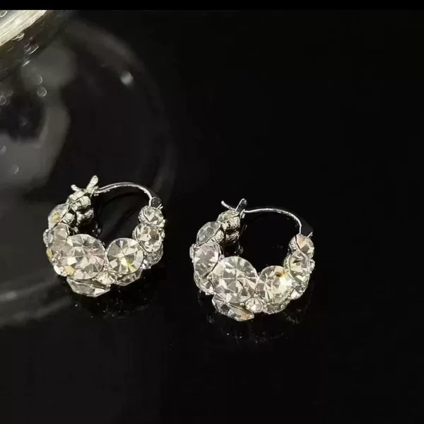 Earrings New Style, Elegant and Luxurious, Versatile, Super Shiny with Full Diamond Embellishments, Atmospheric Ear Cuffs, S925 Silver Needle Crystal Earrings