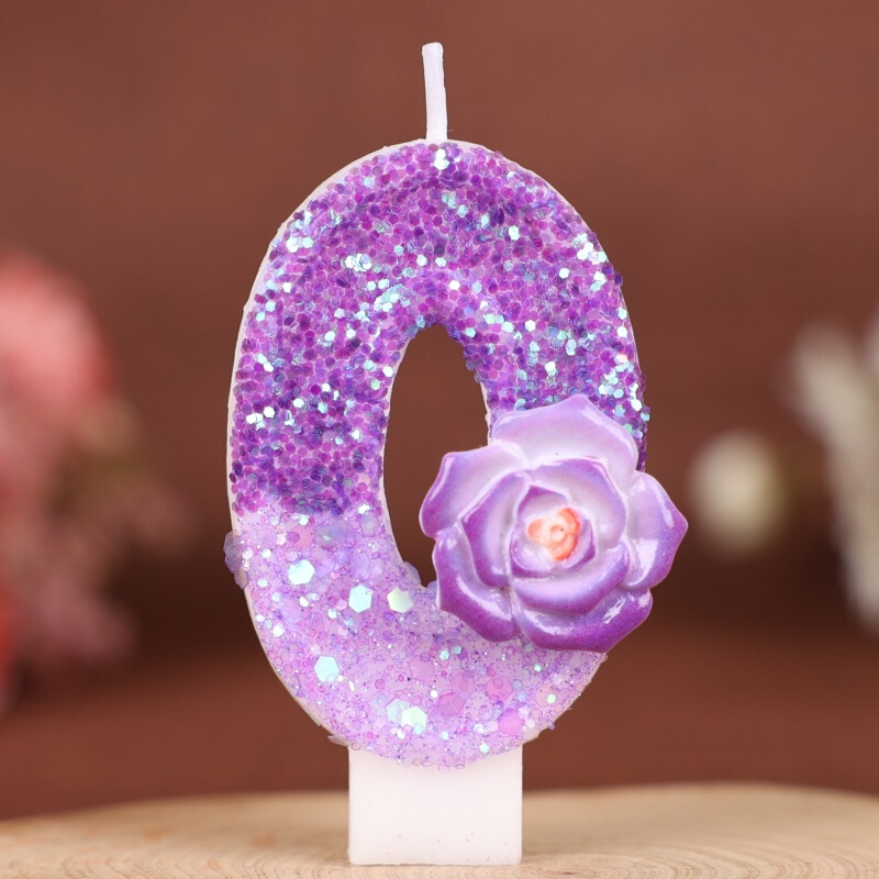紫色の花デジタル誕生日キャンドルケーキデコレーションパーティー Xiyin クロスボーダー temu 手作りデジタルキャンドル 0-9|undefined