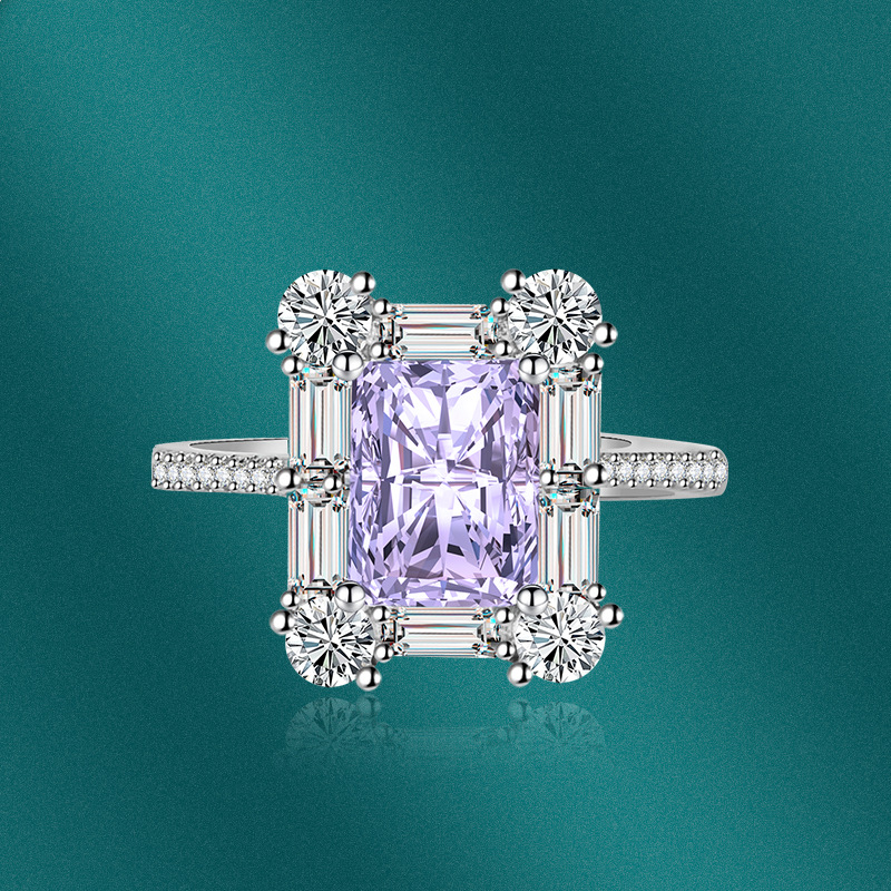 Fashion Rectangle Copper Plating Zircon Open Ring 1 Piece