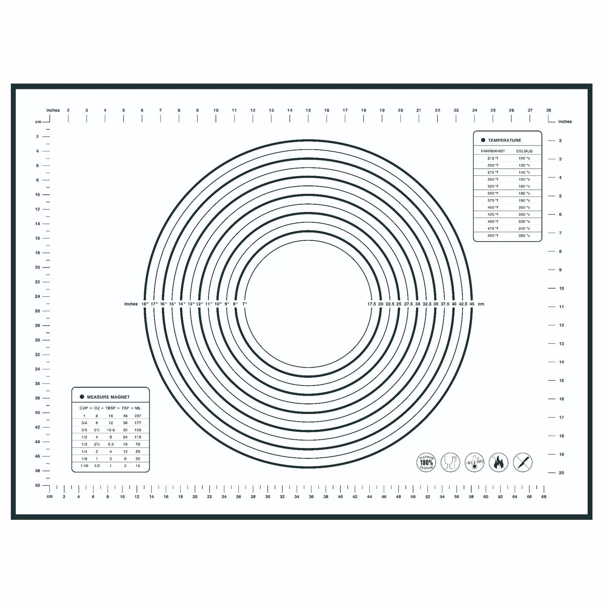 Silicone Kneading Pad, Baking/Rolling Cushion, Multiple Sizes 30×40–60×80 cm, 0.35 mm