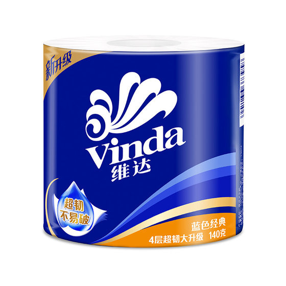 Vader Blue Classic 4-layer Super Tough Thickened Core Roll Toilet Paper 140g/10 Roll Toilet Paper