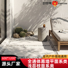 浅荔枝面全通体600x1200石英砖别墅庭院迎门围墙院子户外背景墙砖