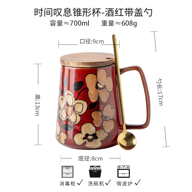 Exportación transfronteriza de diseño propio de 700ml taza de oficina china pintada a mano taza de cerámica