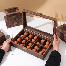 防尘高档文玩核桃收纳盒复古皮革储物盒狮子头手串盒佛珠展示盒子
