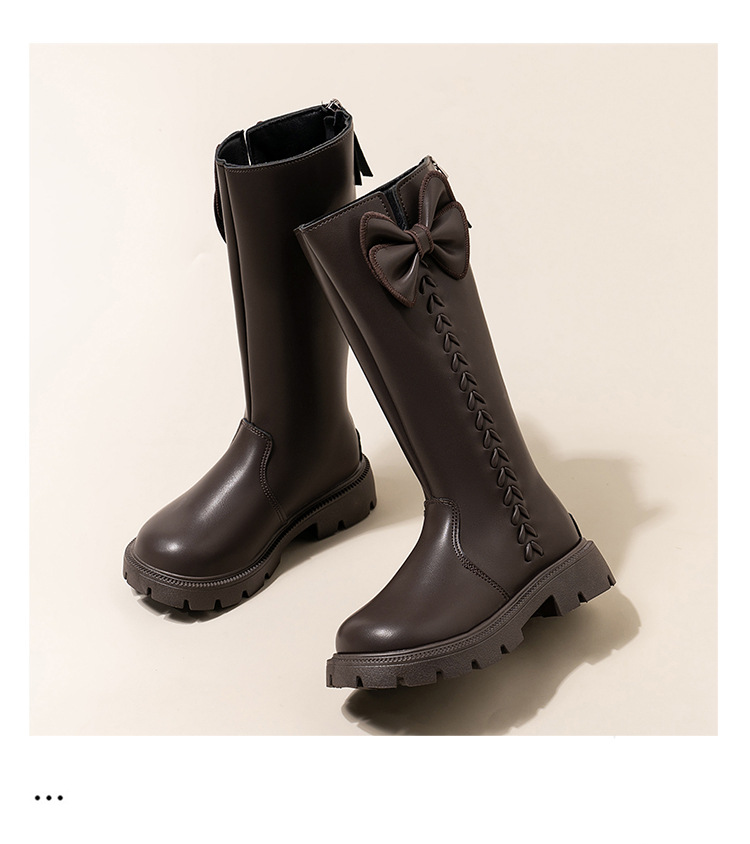 Flickor high-top stövlar i läder för höst och vinter mode_voghion.com