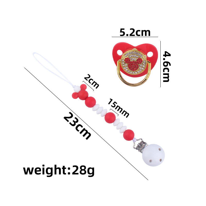 Amazon nuevo bebé suministros creativo silicona chupete cadena bebé brillante diamante Mickey forma chupete traje