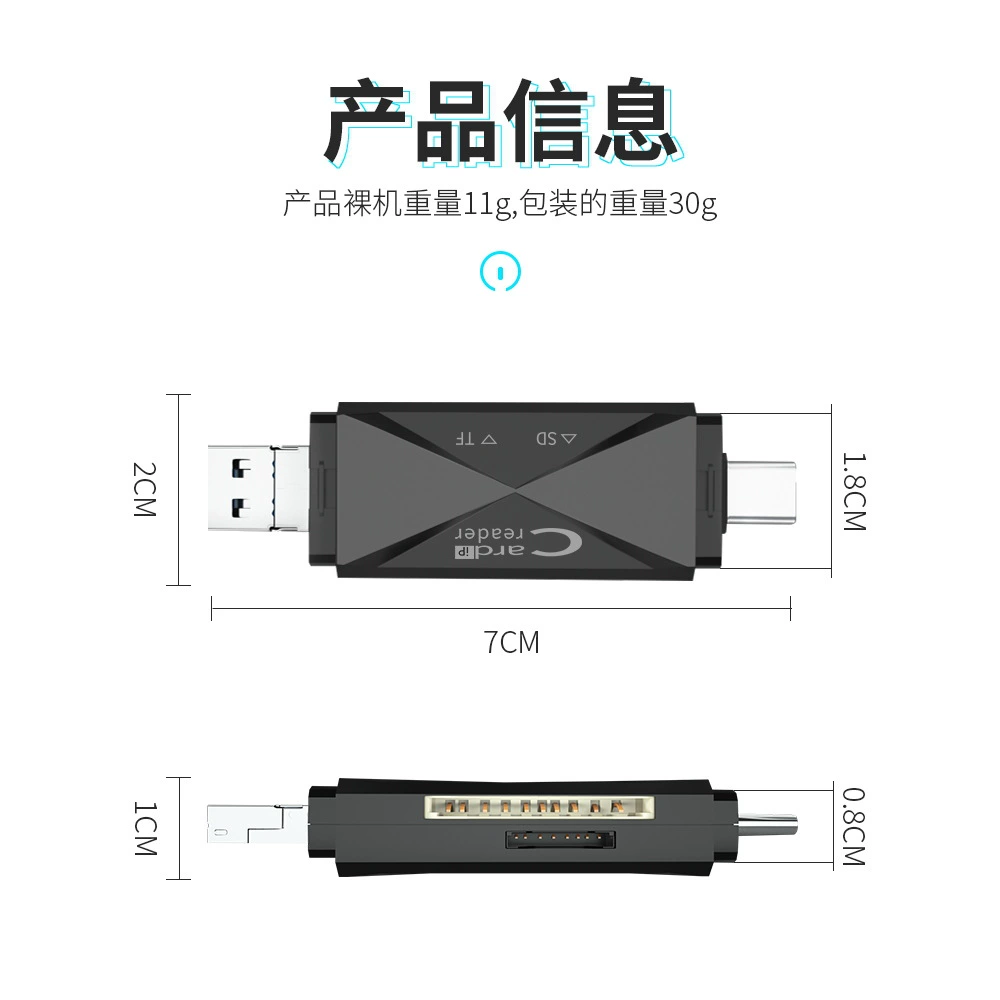 Подходит для Apple card reader, Android мобильный телефон, компьютер Type-C OTG многофункциональный считыватель карт, совместимый с iOS15