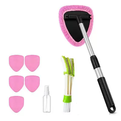 Set Car cleaning tools - 1-set-pentagonal-plate-6-pink-cloth-covers-detail-brush-spray-bottle