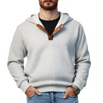 Half-Cardigan Button-Down Design Men's Sweatshirt, New Spring and Autumn Style, Cross-Border Men's Outdoor Hooded Top, Long-Sleeve Sweatshirt