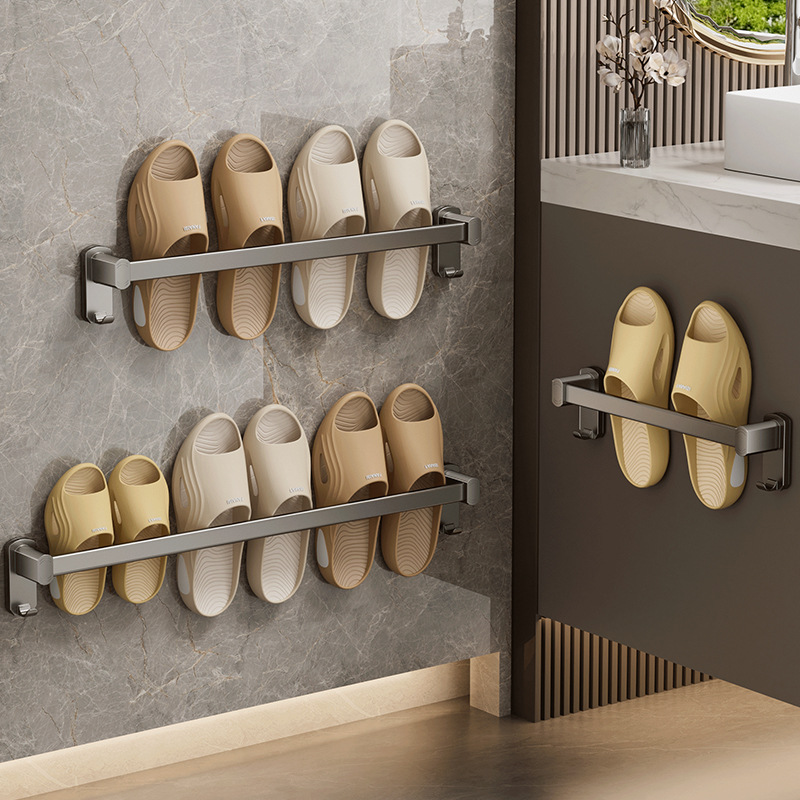 Detachable Bathroom Slipper Rack Punch-Free Bathroom Toilet Hanger Drain Wall-Mounted Slippers Shoes Storage Artifact