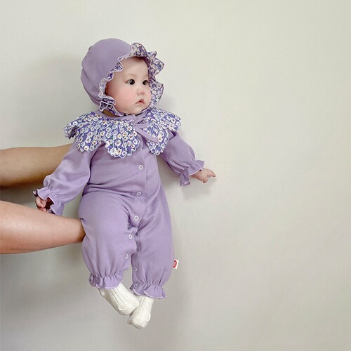 Baby Spring and Autumn One-Piece Girl's Baby Fashion Internet Celebrity Autumn and Winter Newborn Super Cute Full Moon and Hundred Days Baby Outdoor Crawling Suit