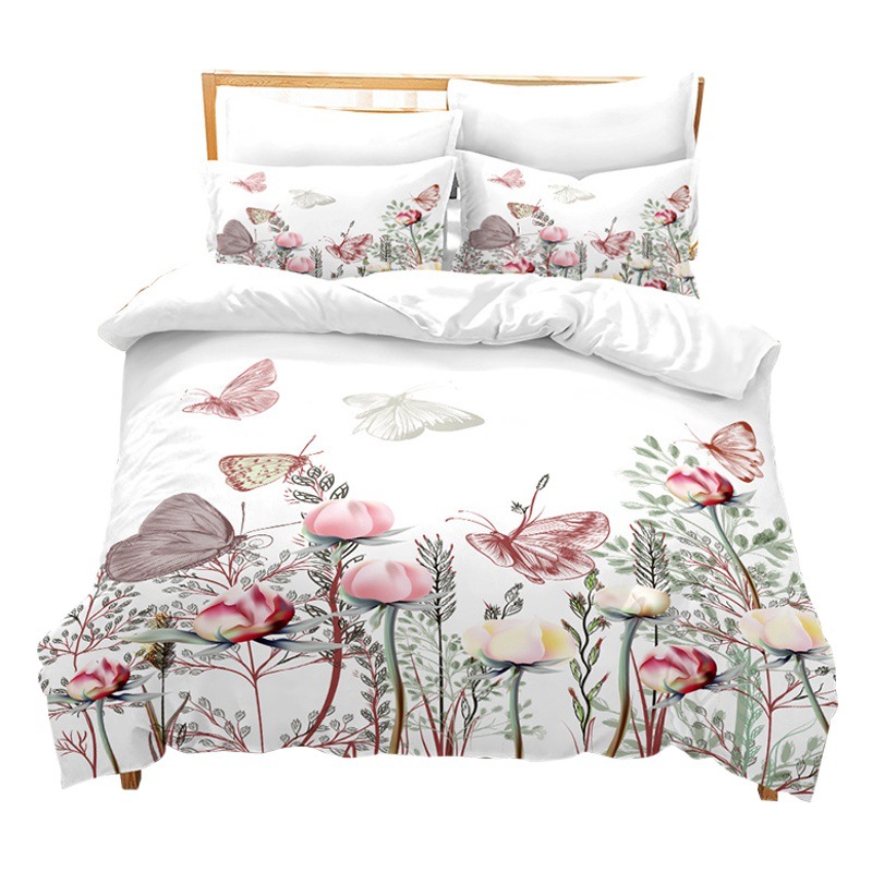 Cross-border foreign trade three-piece bedding set wholesale custom summer quilted bed cover digital printing brushed quilt cover
