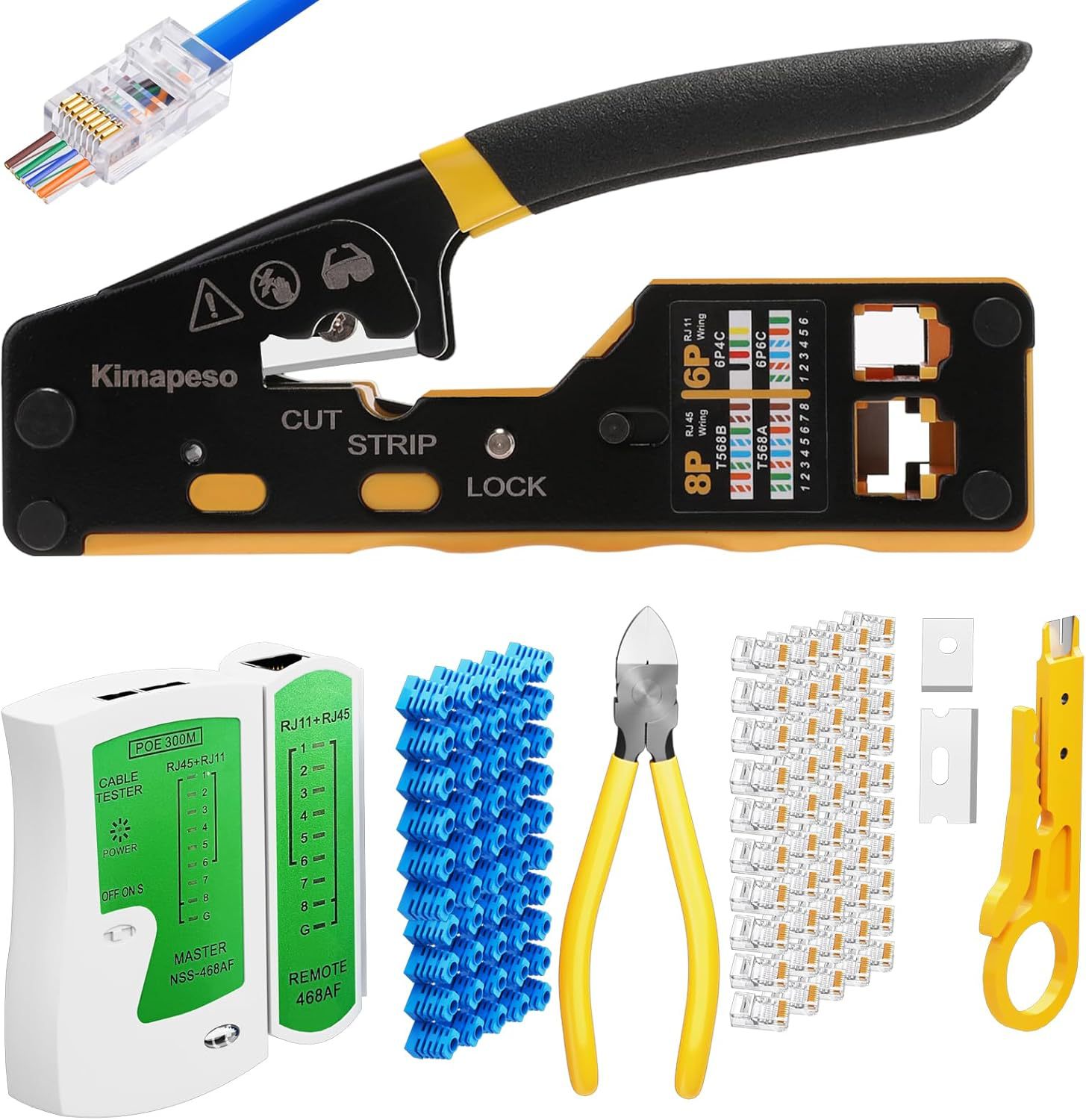 Pass Through RJ45 Crimp Tool Kit Ethernet Network Crimping T