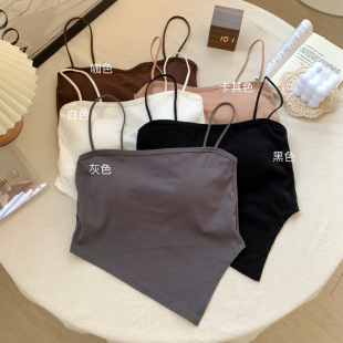 Irregular Spaghetti Strap Camisole Slim Fit with Chest Pads Korean Style Tube Top Base Layer Women's Trendy