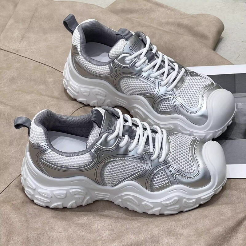 High-end big head ugly cute shoes 2025 spring and summer new mesh shoes breathable casual sneaker thick-soled torre shoes