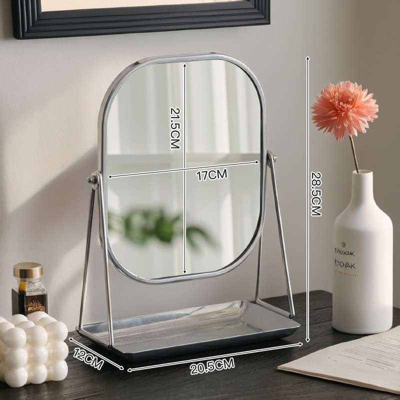 Espejo de maquillaje para el hogar de dormitorio al por mayor, espejo de maquillaje giratorio avanzado, espejo de almacenamiento de doble cara cuadrado