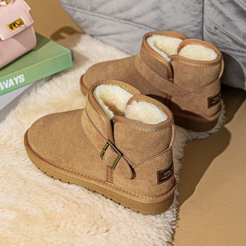 남성용 스노우 부츠 2025 신상 겨울 소가죽 보온 플러스 벨벳 미끄럼 방지 커플용 빵 신발 여성용 방수 면화 신발 남성용