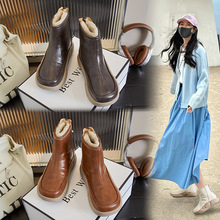 真皮兔毛雪地靴2025冬季新款加绒保暖厚底增高女靴复古百搭棉鞋女