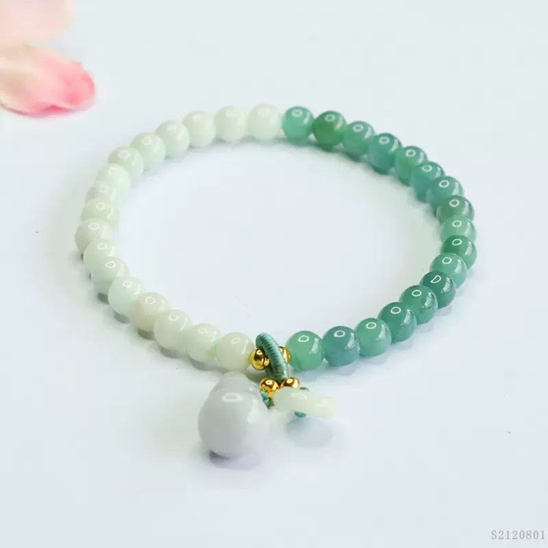 眷钰 天然A货翡翠手串玉石渐变平安扣手链珠宝工厂代发S2120801