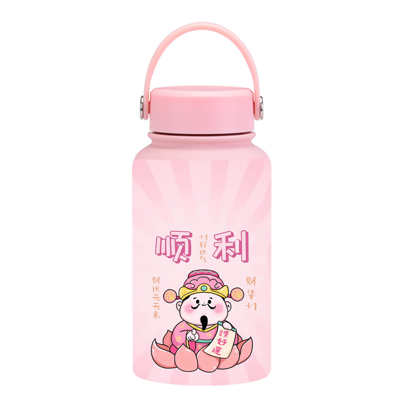 Nueva transfronteriza 650ml taza de vacío de boca ancha portátil de vacío niños estudiante deportes hervidor de agua de impresión al aire libre taza