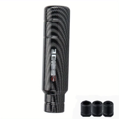 Cross-Border Hot-Selling Personalized Carbon-Textured Metal Gear Shift Knob Suitable for Manual and Automatic Transmissions, Aluminum Alloy Modified Car Gear Shift Knob (Cab and accessories) - 13cm-with-bride-logo