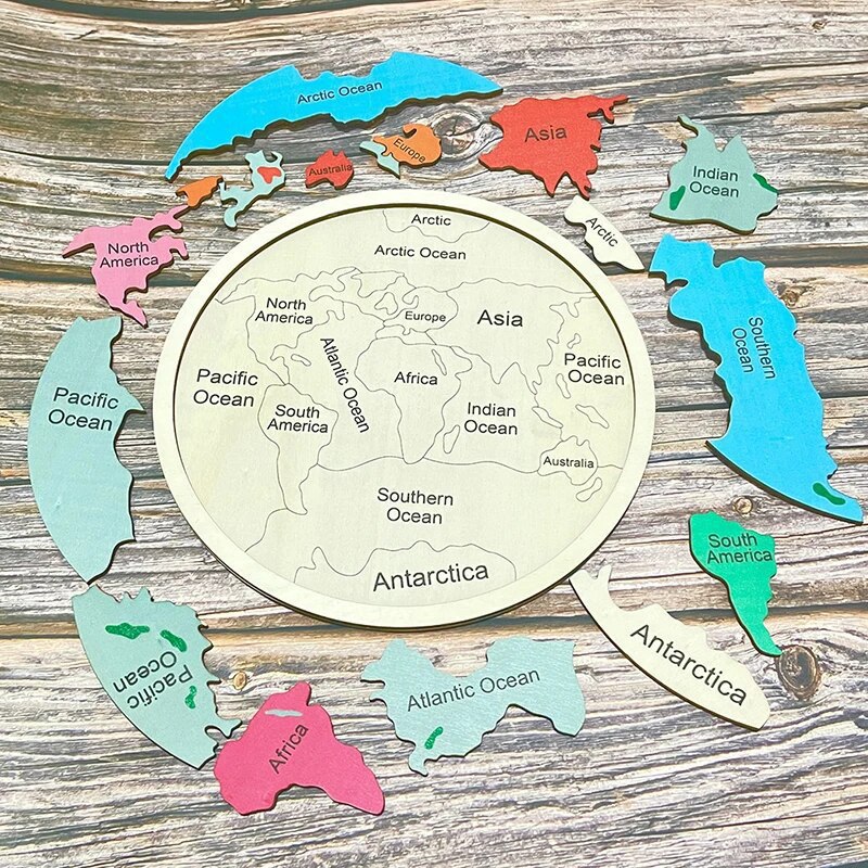 Nuevos productos transfronterizos Madera Siete continentes Color Puzzle Kindergarten Baoli Educación temprana Decoración del hogar Juguetes para niños