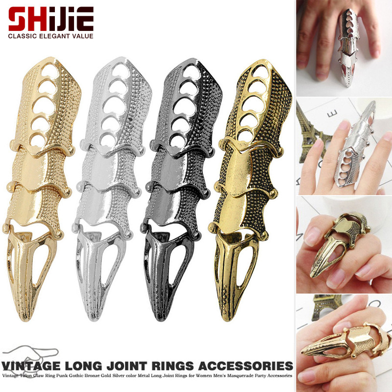 European and American Style Fashion Simple Personality Retro Flexible Joint Nail Long Ring Finger Ring Internet Popular Accessories Gift