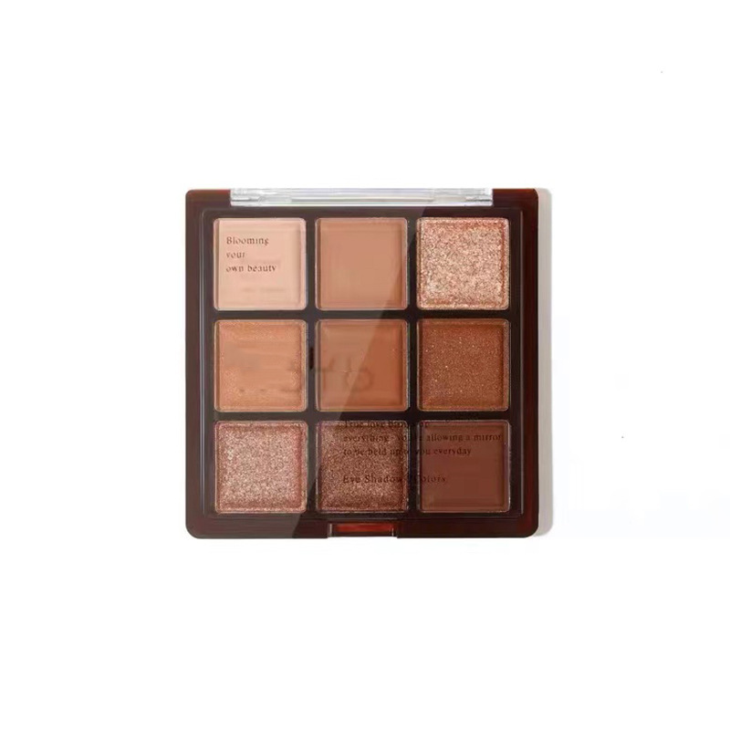 Chocolate Warm Brown Eyeshadow INS Same Style Nine-Color Eyeshadow Plate Matte Orange Brown Earth Color Pearlescent Flash Jiugongge