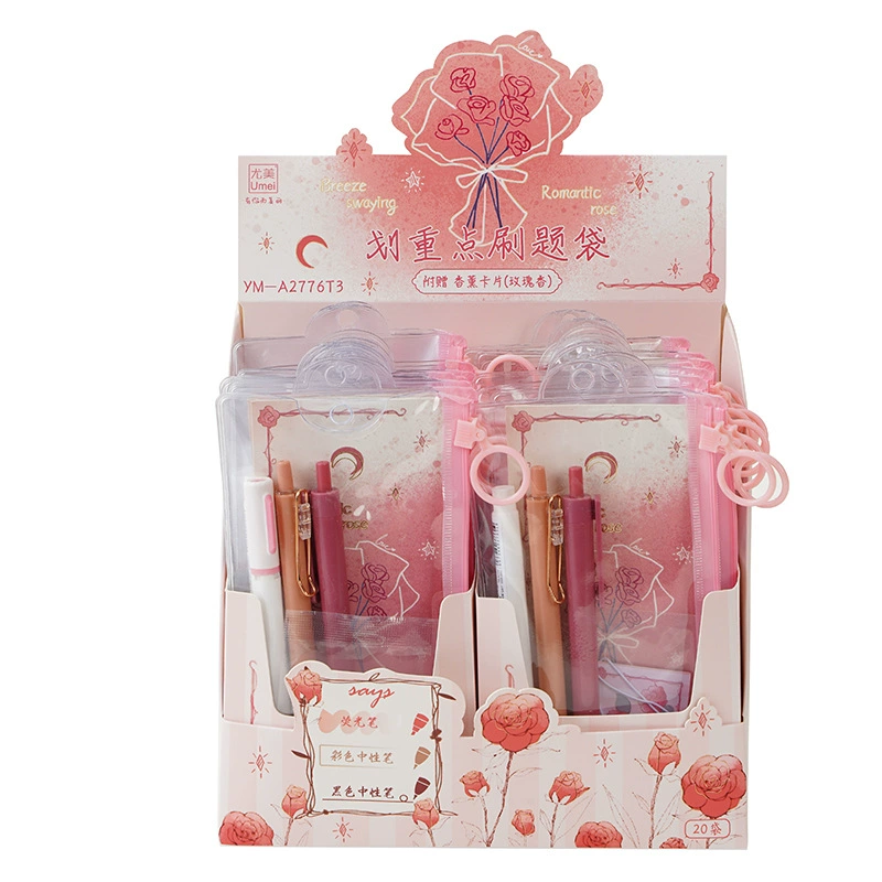 尤美 2776 Rose Poem Stroke Key Questions Set Student ST Head Press Neutral Pen Colored Pen Highlighter