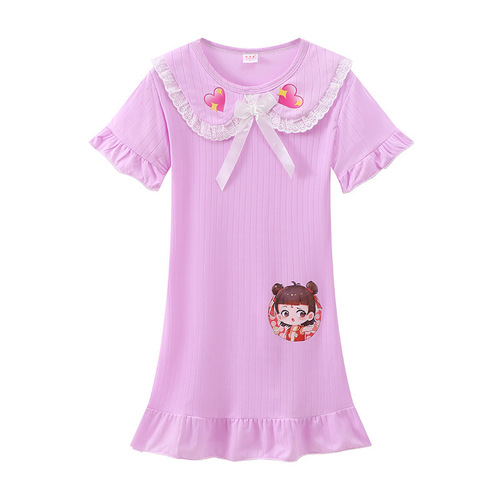 Children's sleepwear set, summer short-sleeve girl's pajamas, family sleepwear, mother and daughter set, cute baby princess style