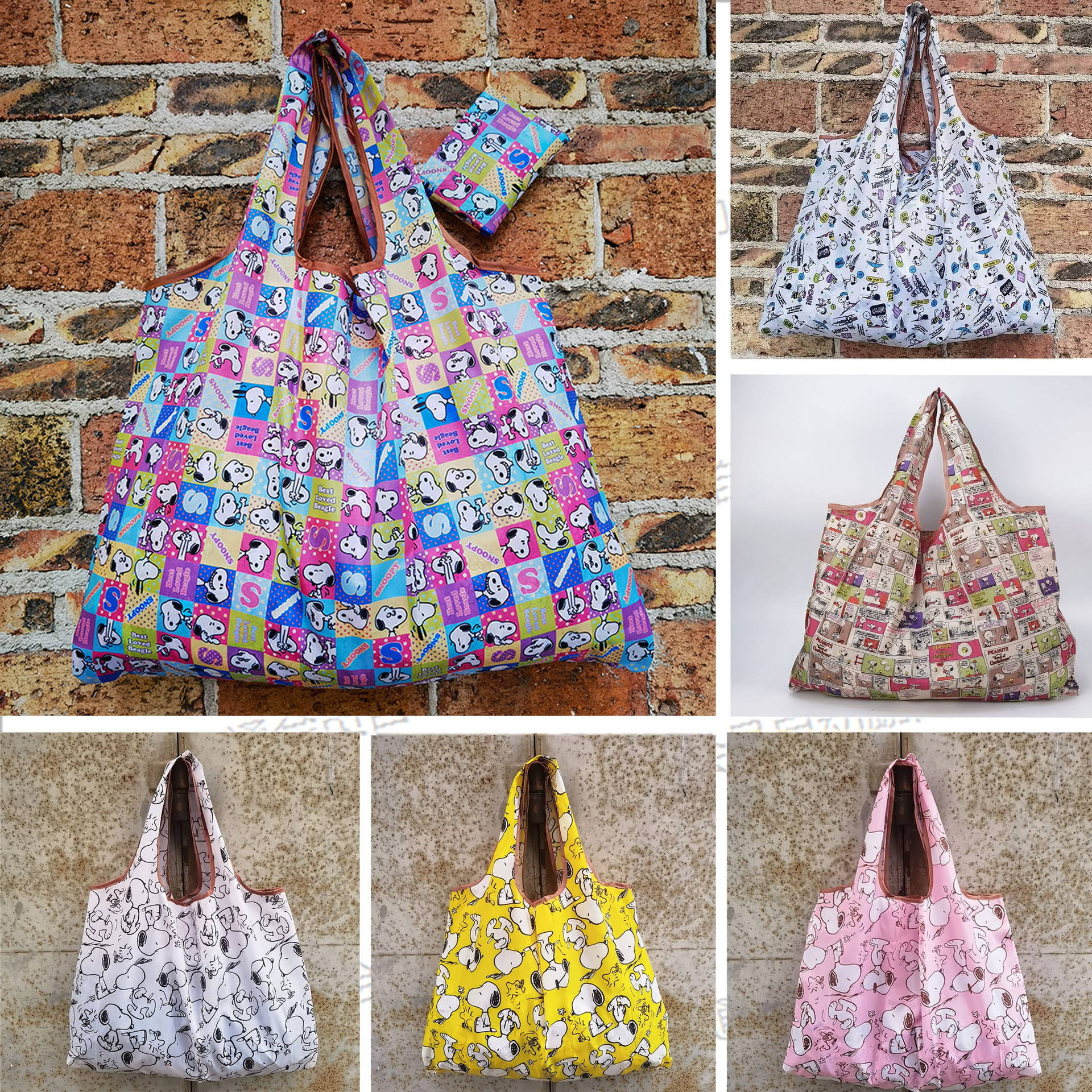 现货大容量折叠环保购物袋便携轻便手提袋卡通买菜包210D牛津布