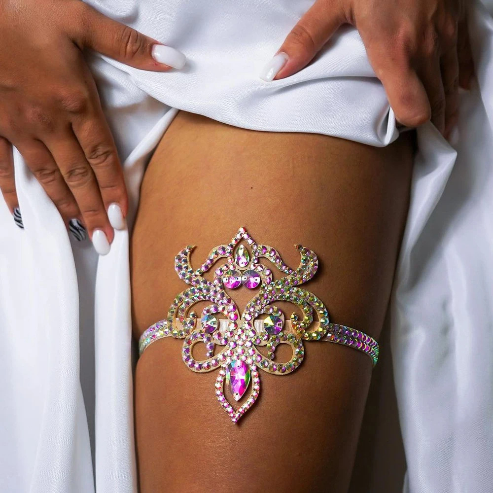 Cross-Border moda colorida cuerda elástica Cadena de la pierna Cadena de diamantes de imitación bohemio Cadena de la pierna accesorios versátiles Cadena de la pierna