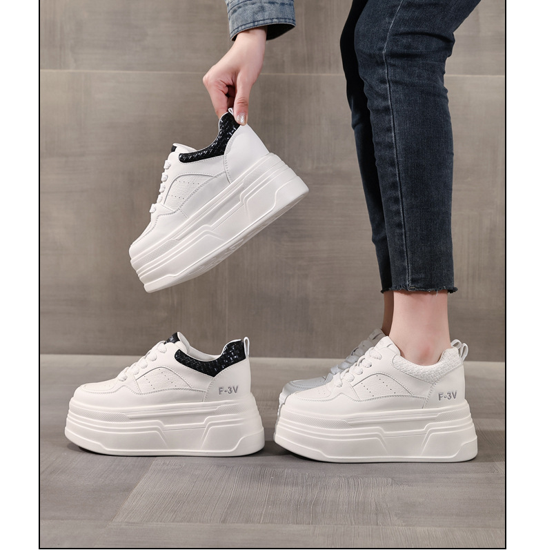 Giày sneaker nữ đế dày trắng đa năng HK9880 đế xuồng 8 cm — đen chi tiết 17