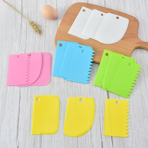 Kitchen Baking Tools Colorful Plastic Spatula Cream Cake Scraper Home Flour Cutting Scraper Set of 3