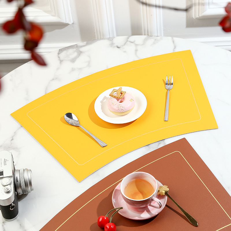 Multi -color optional fan -shaped PU leather dining cushion table…