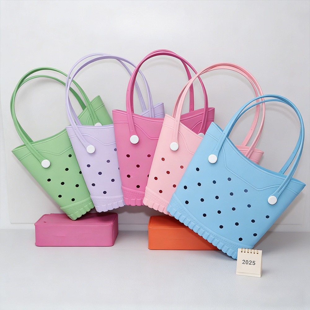 Cross-Border Hot-Selling Eva Printed Beach Bag, Can Be Customized with Pattern and Logo, Waterproof Storage Tote Bag, Fashionable Perforated Bag